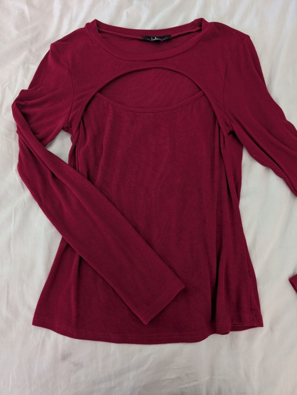 Lulu's Burgundy Ribbed Long Sleeve Sleep Top